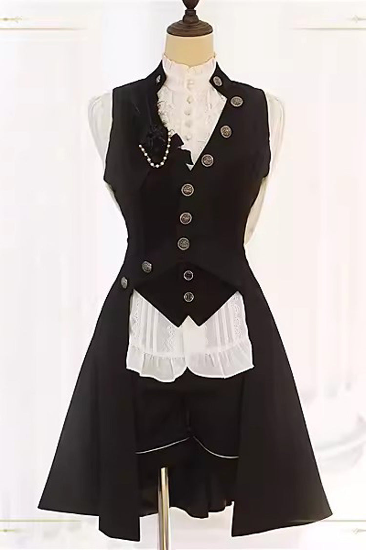 Schwarz Das ewige Gedicht der wahren Nacht Ärmelloser Vintage Eleganter Prinz Ouji Lolita Weste Mantel