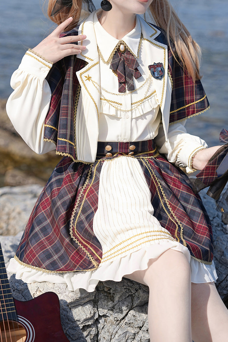 Little Idol Multi-Color Plaid Print Ruffle Sweet Lolita Skirt