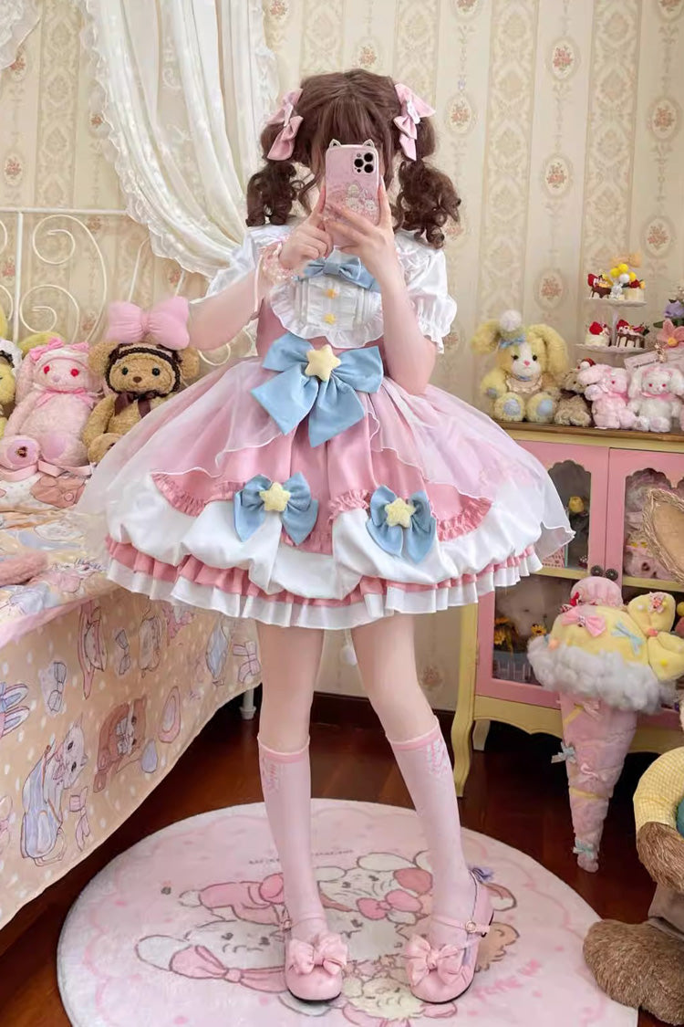 Little Wishing Star Rüschen Bowknot Bud Süßes Lolita Jsk Kleid 5 Farben