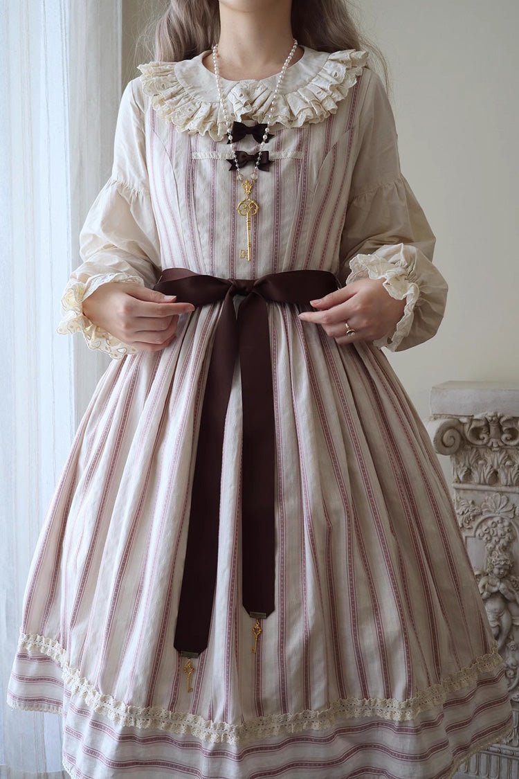 Forest Atlas Süßes Lolita-Pulloverkleid mit Streifenmuster und Schleife, 3 Farben