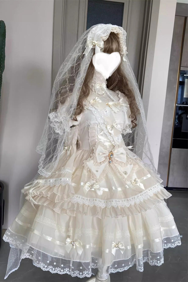 Ivory Jewel Ballet Doll Ruffle Hanayome Bowknot Lace Sweet Elegant Lolita Dress