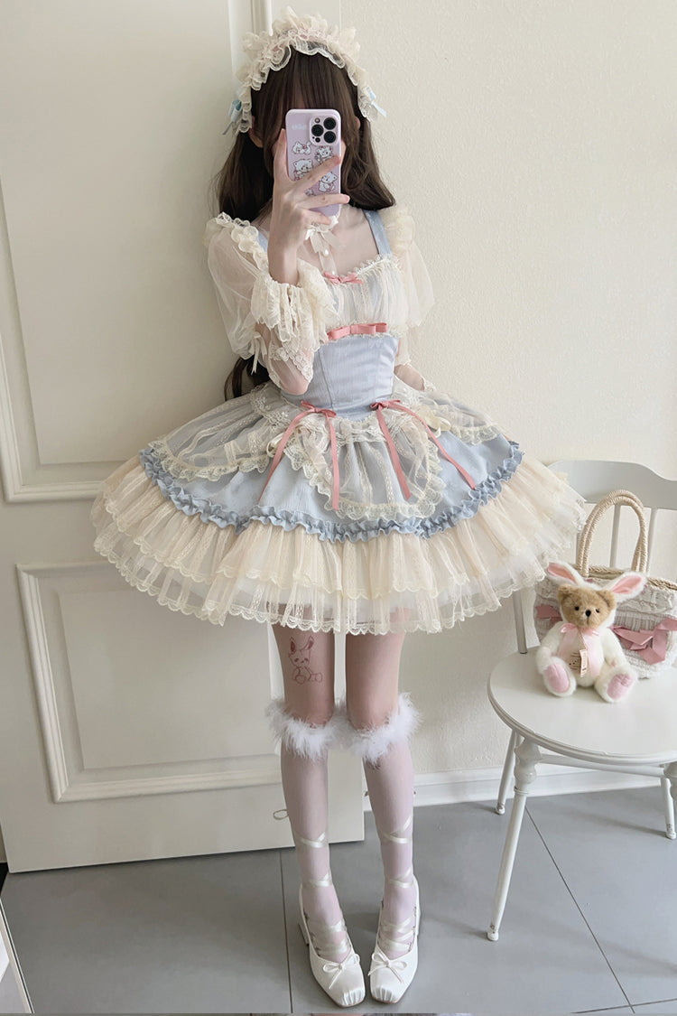 [Blumensaison] Süßes Lolita-Ballettkleid mit Schleife und Spitze in 4 Farben