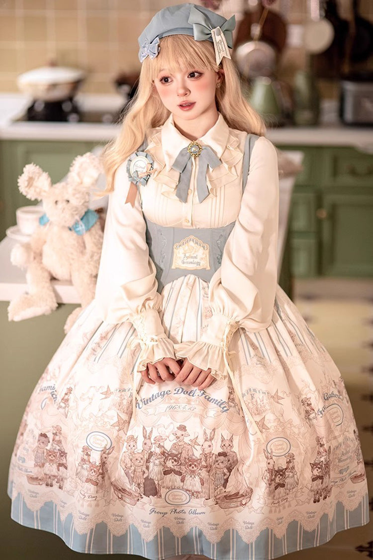 Puppenhaus Druck Rüschen Stickerei Lange Version Süßes Lolita Jsk Kleid 2 Farben