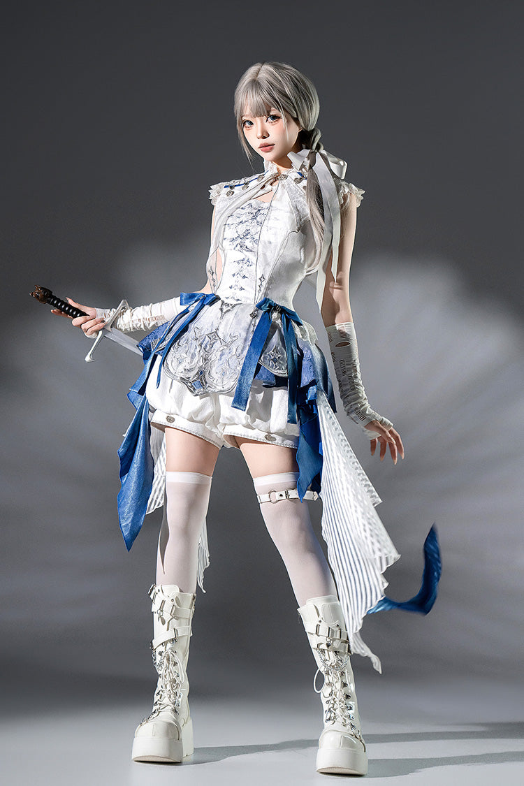 White [Dragon Bones] Chinese Style Prince Handsome Ouji Lolita Shorts