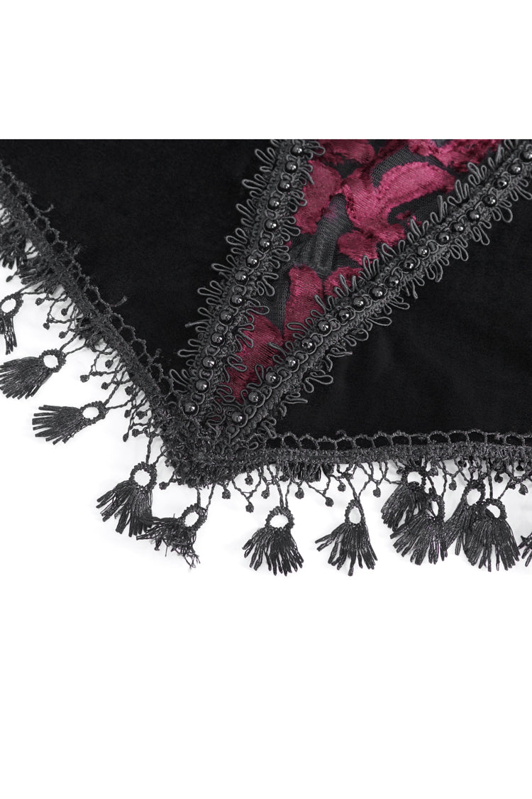 Black/Red Off Shoulder Trumpet Sleeves Embroidery Lace Women's Gothic Blouse