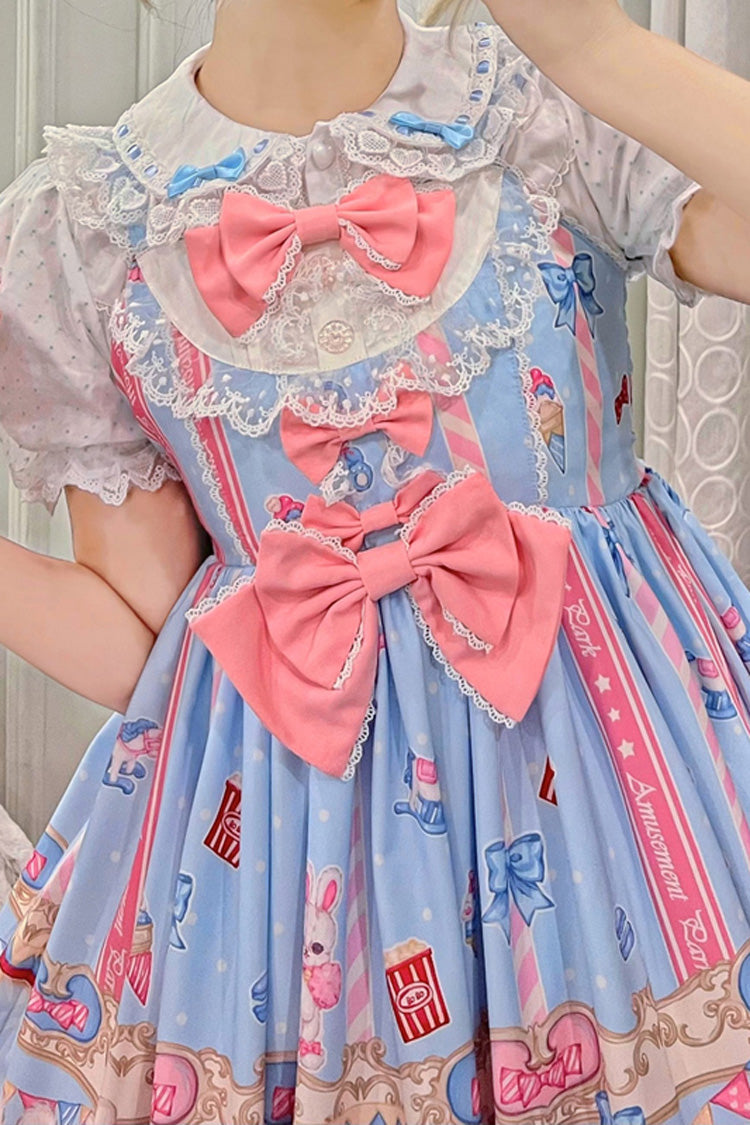 Blue/Pink Doll Playground Print Ruffle Bowknot Sweet Lolita Jsk Dress