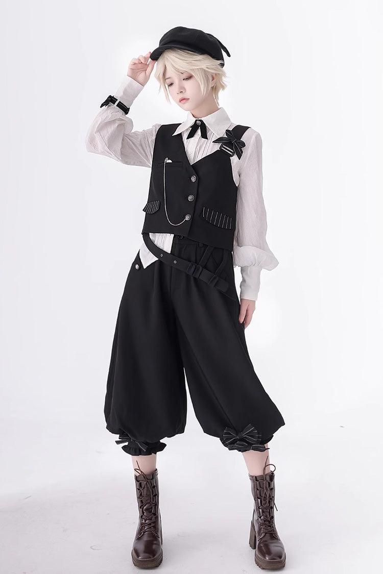 Schwarze Secret Morning Paper Ouji Fashion Lolita Weste