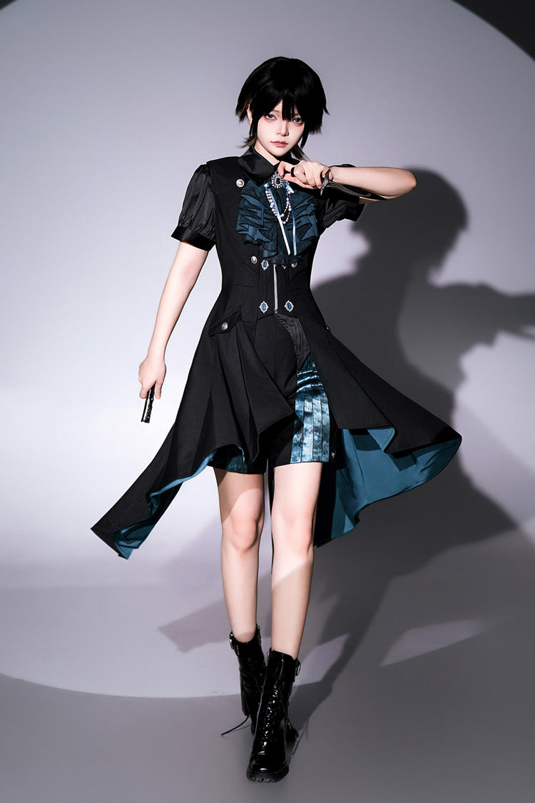 Black [Deep Music] Short Sleeves Gothic Elegant Ouji Lolita Four-piece Set