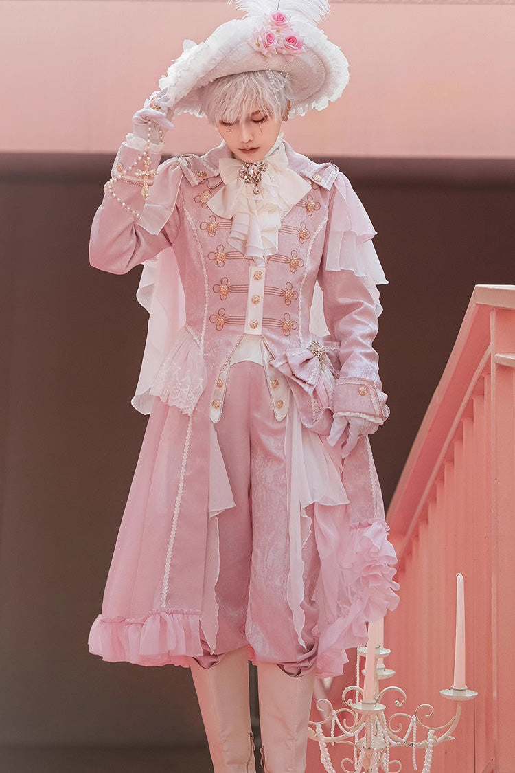 Pink Glass Castle Long Sleeves Bowknot Elegant Handsome Prince Ouji Fashion Lolita Coat