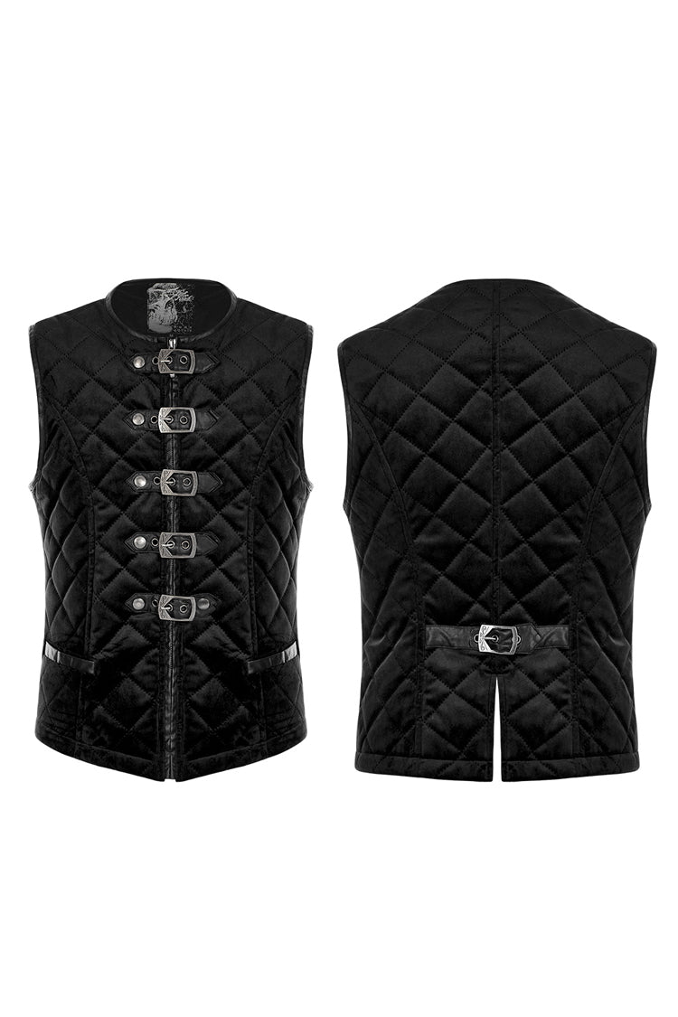 Black Inter-Cotton Sleeveless Buckle Men's Gothic Vest