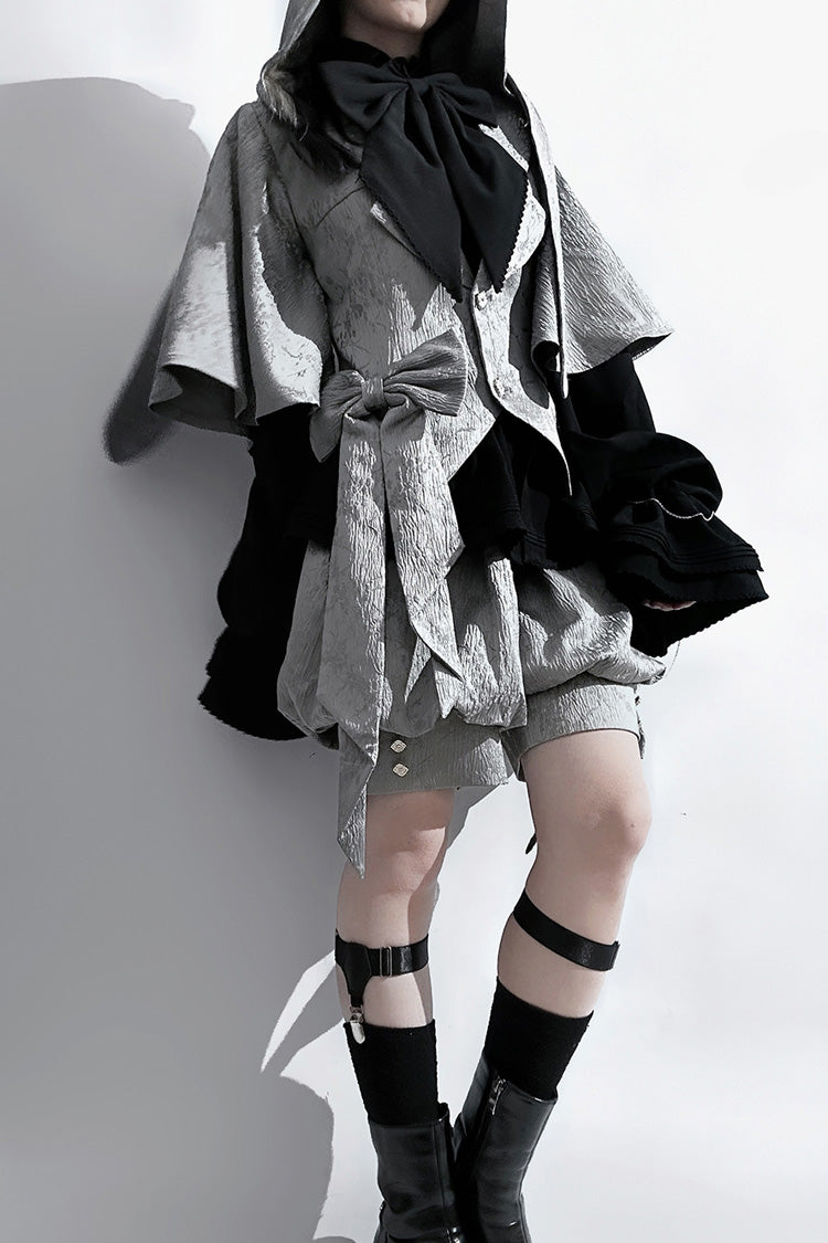 Grey Rabbit Hunt Dark Pattern Jacquard Print Ouji Vintage Prince Lolita Shorts