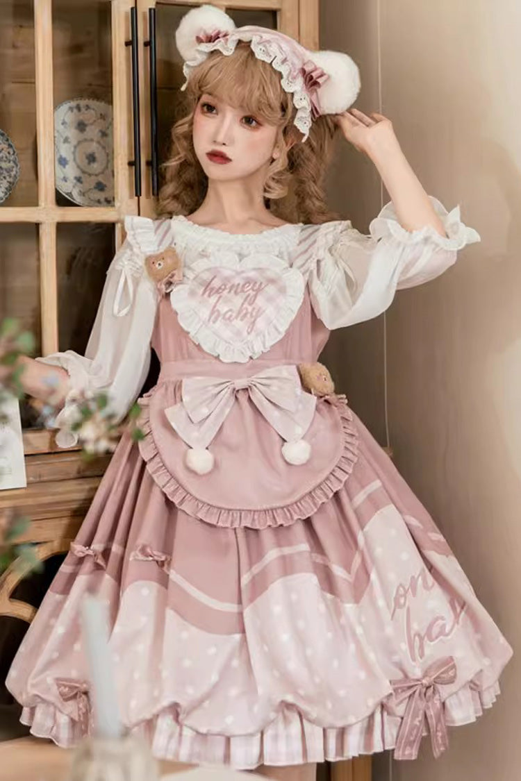 Flesh Pink Bear Bakery Ruffle Bowknot Sweet Princess Lolita Jsk Dress