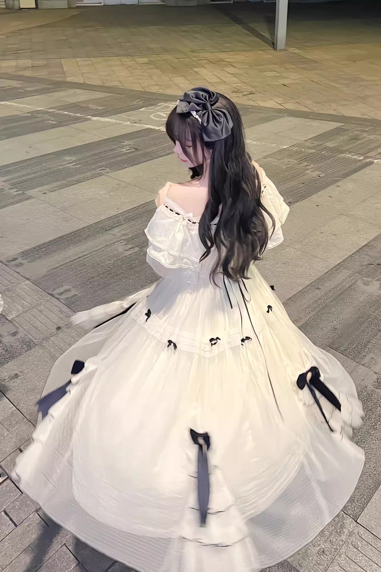 Ivory Off Shoulder Bowknot Sweet Elegant Princess Lolita Dress