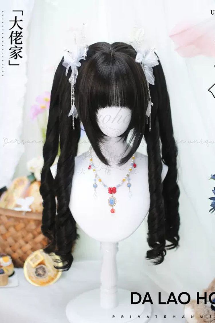 Black With Roman Roll Ponytail Sweet Lolita Short Wigs