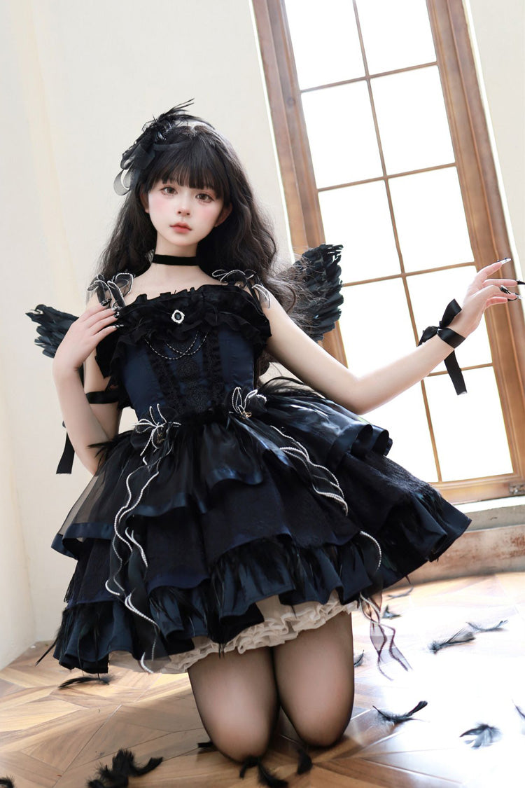 Wings Arrival Multi-layer Ruffle Bowknot Ballet Style Sweet Elegant Lolita Jsk Dress 3 Colors