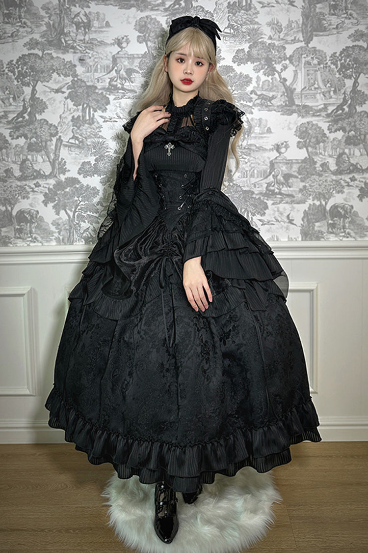 Solid Color [The Mystery of The Doll] Halterneck Ruffle Bowknot Drawstring Gothic Lolita Dress 4 Colors