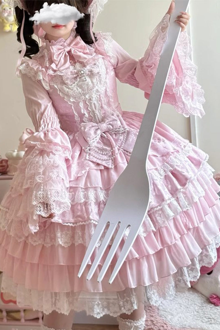 [Love Feather] Mehrlagiges Hanayome Bowknot Spitze Süßes Wunderschönes Lolita Jsk Kleid 4 Farben