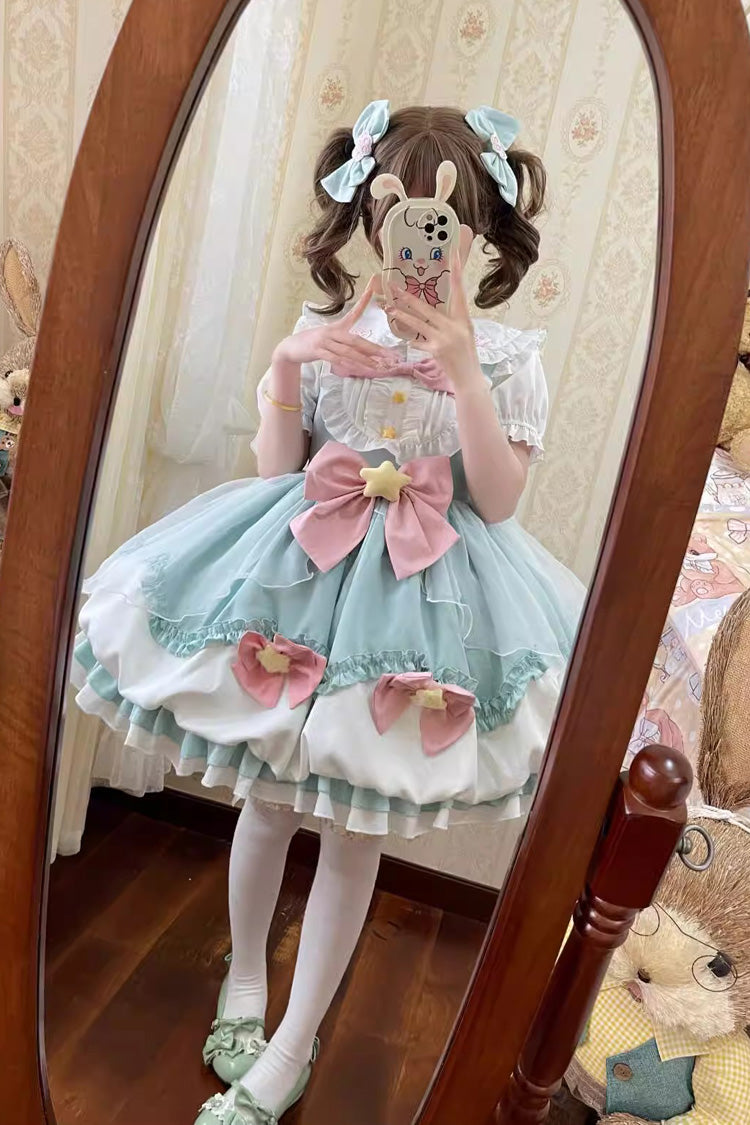 Little Wishing Star Rüschen Bowknot Bud Süßes Lolita Jsk Kleid 5 Farben