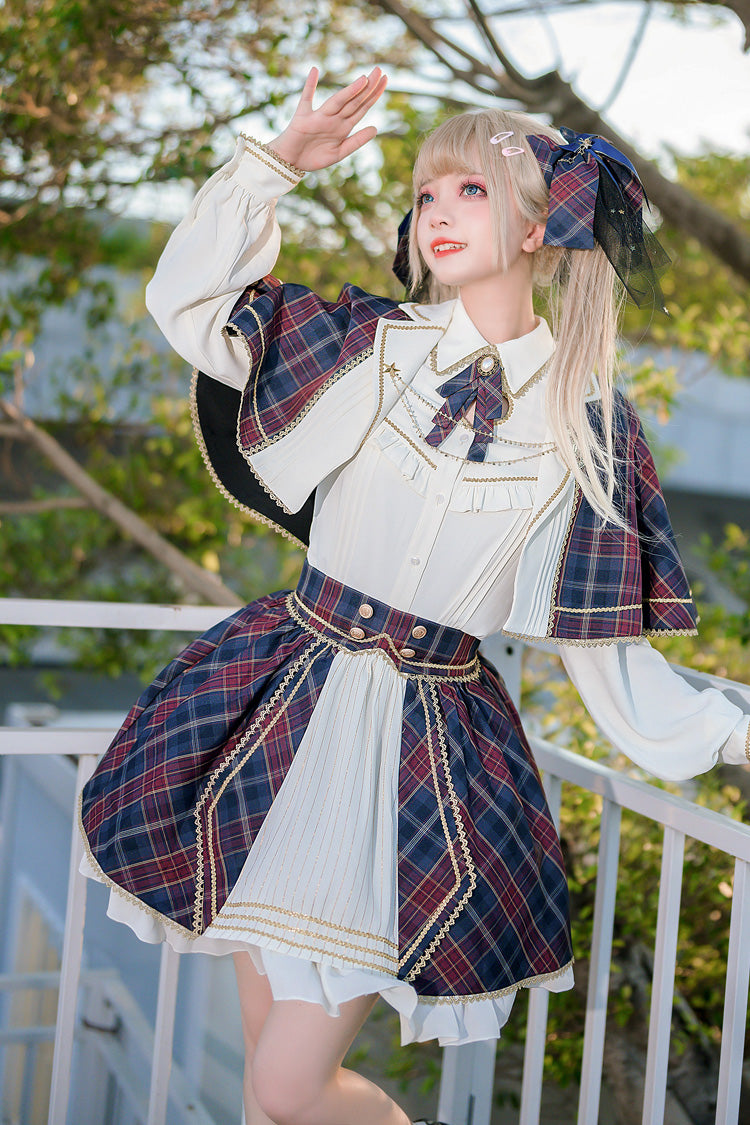 Little Idol Multi-Color Plaid Print Ruffle Sweet Lolita Skirt