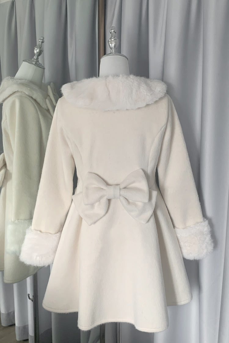 Snow Plush and Thickened Long Sleeves Bowknot Sweet Lolita Coat 2 Colors