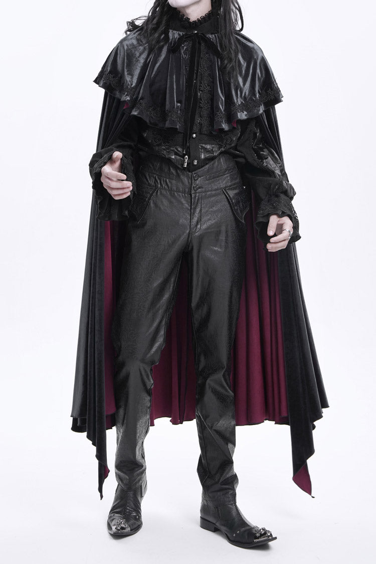 Black High Waisted Faux Leather  Men's Gothic Pants