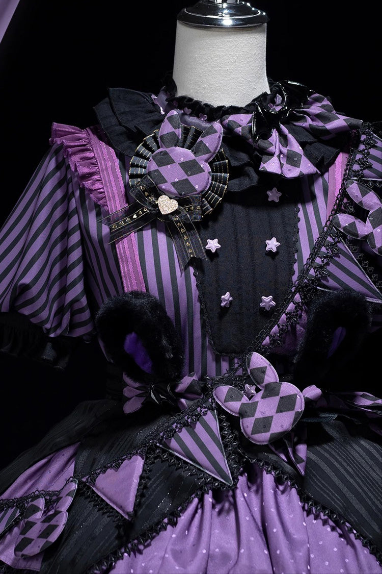 Purple Fantasy Circus Triple-Layered Print Ruffle Sweet Princess Lolita Dress