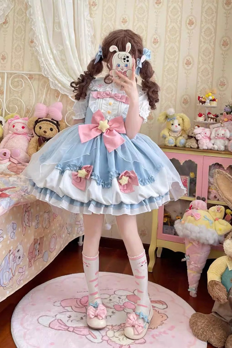 Little Wishing Star Ruffle Bowknot Bud Sweet Lolita Jsk Dress 5 Colors