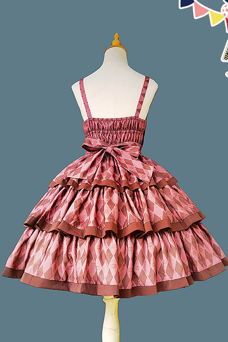 Stripe Print [Cloth Cat] Triple-Layered Ruffle Bowknot Sweet Lolita Dress 4 Colors