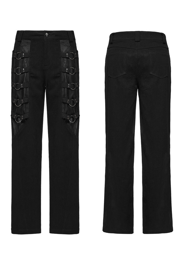 Black Rings Stitching Mesh Men's Punk Pants