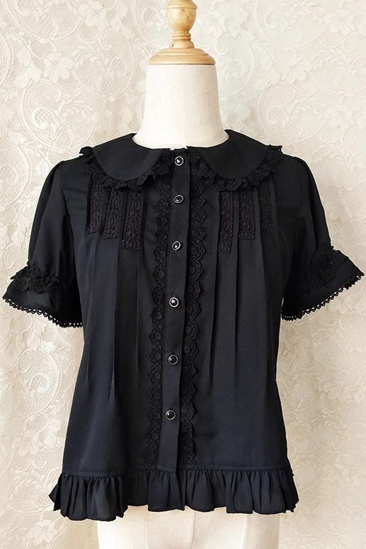 Doll Collar Short Sleeves Ruffle Lace Sweet Lolita Blouse 2 Colors