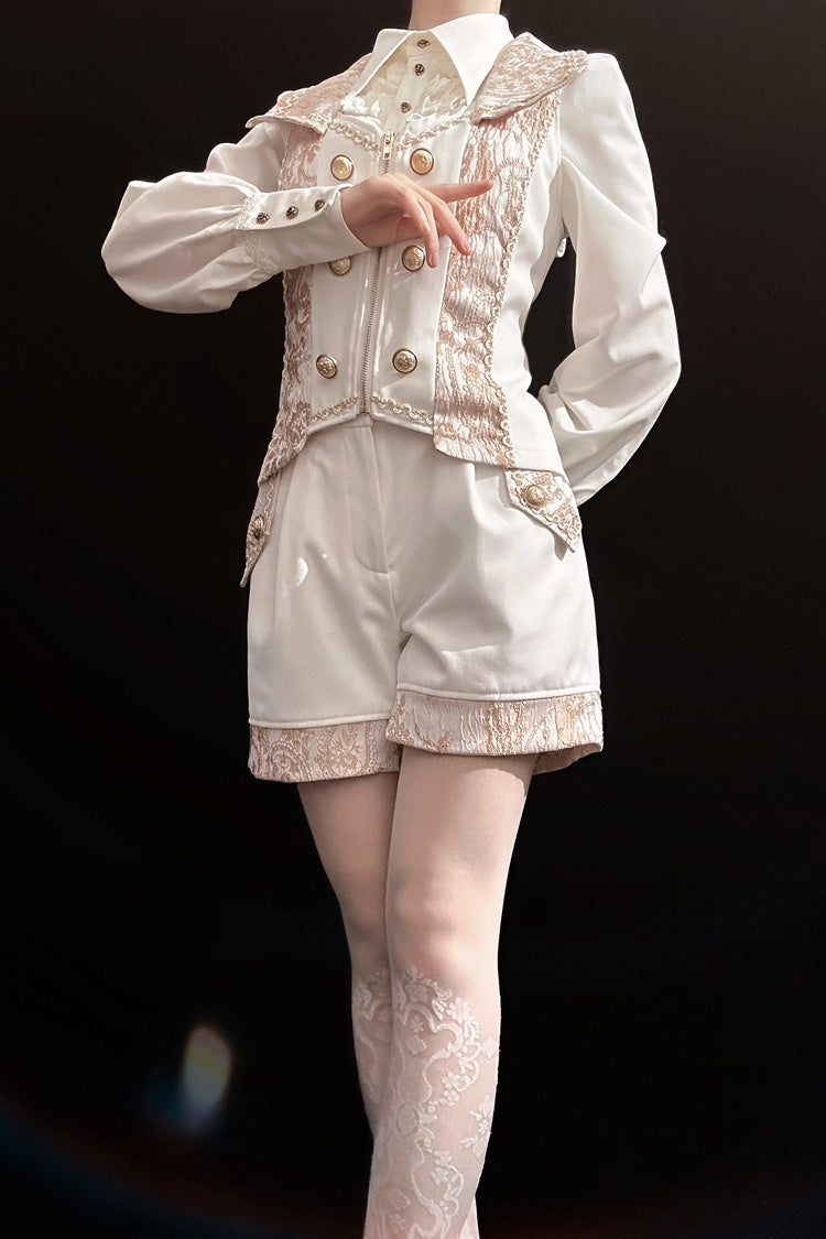 White Hot Stamping Embroidery Ouji Handsome Cool Lolita Vest