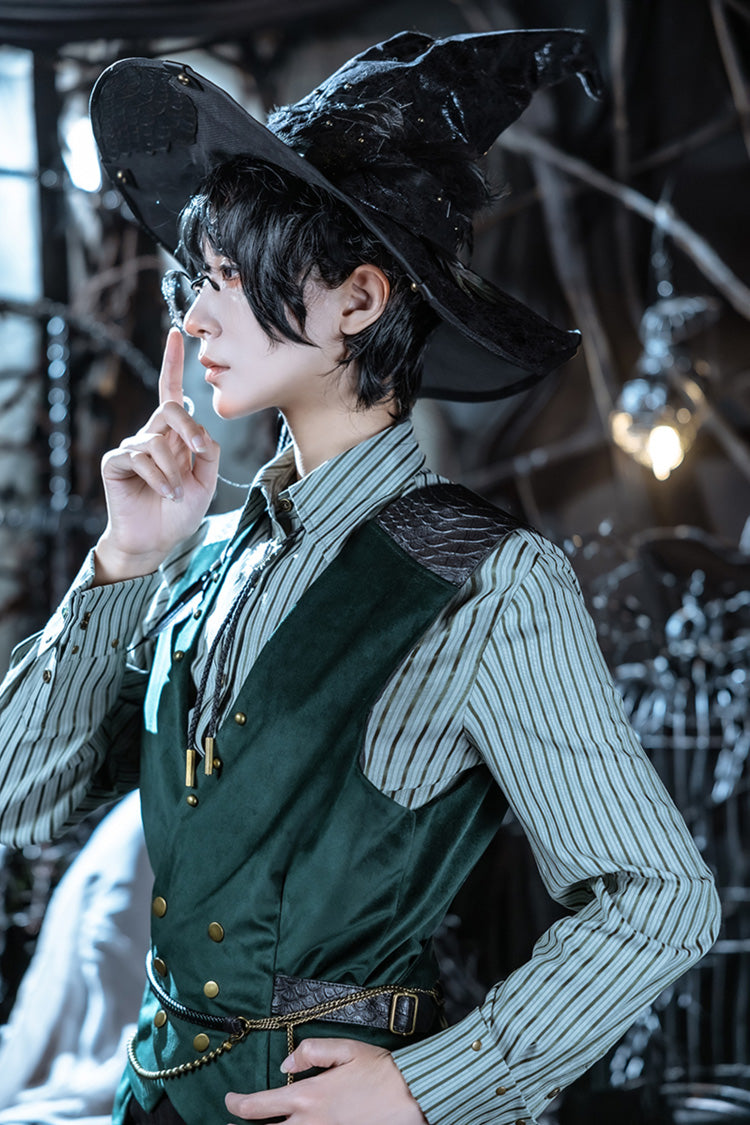 Dark Green Double-breasted Slim Ouji Prince Handsome Lolita Vest