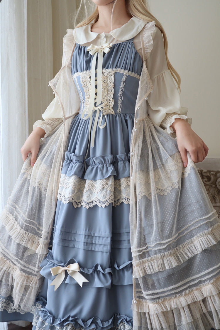 [Lillian] Ruffle Bowknot Lace Sweet Lolita Jsk Dress 4 Colors