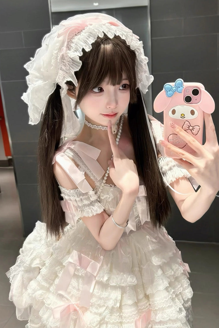 Love Song Multi-Layered Ruffle Hanayome Bowknot Lace Sweet Princess Lolita Jsk Dress 3 Colors