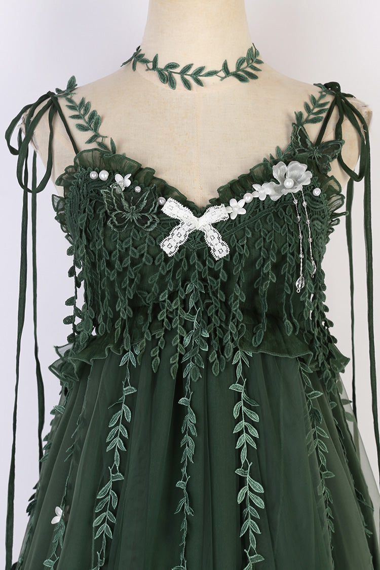 Green Forestry Asymmetric Hem Sweet Chinese Style Lolita Jsk Dress