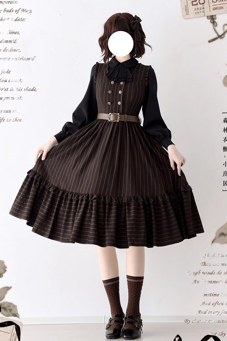 [Small Estate] Sleeveless Ruffle Fishbone Classic Vintage Elegant Lolita Dress 3 Colors