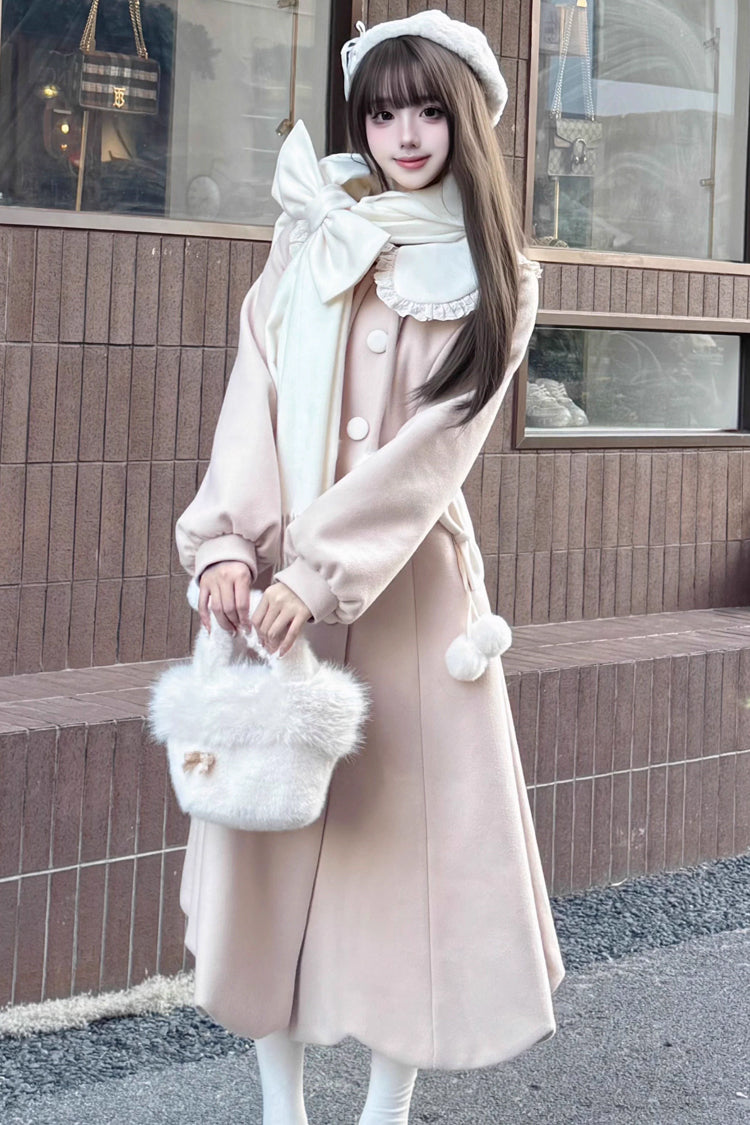 [Winter Sonata] Long Sleeves Bowknot Sweet Elegant Lolita Long Coat 2 Colors