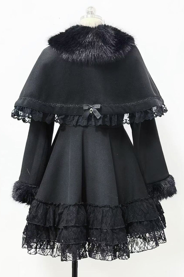 Magician Long Sleeves Removable Cape Bowknot Lace Gothic Jirai Kei Coat