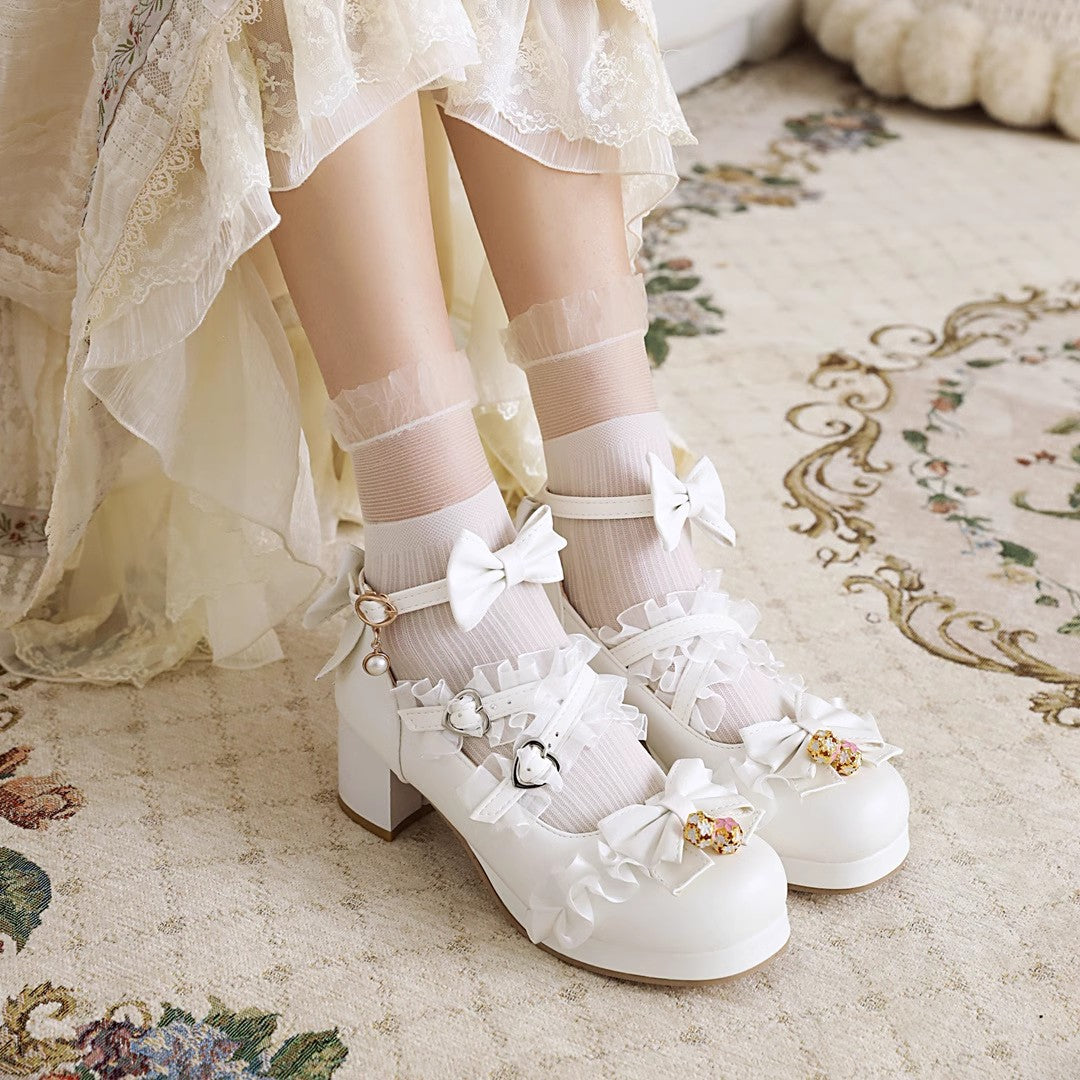 Sweet Stitching Lace Princess Lolita High Heels 4 Colors