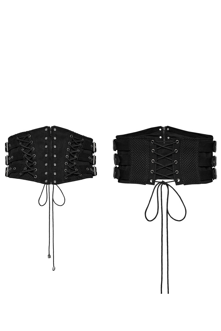 Black Lace-Up Rivet Buckle Men's Punk Harness