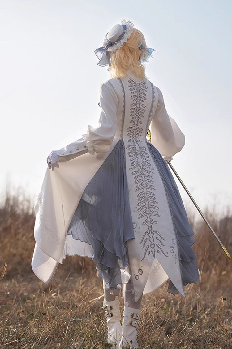 White Mermaid Bone Embroidery Ouji Fashion Handsome Lolita Vest