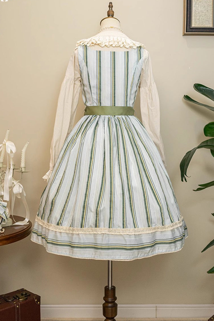 Forest Atlas Striped Print Bowknot Sweet Lolita Jumper Dress 3 Colors