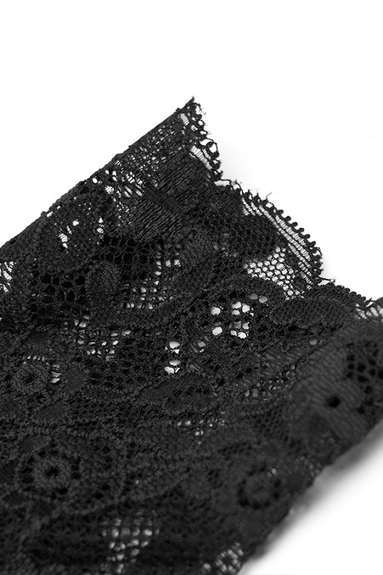 Schwarze Gothic-Handschuhe aus Jacquardspitze für Damen