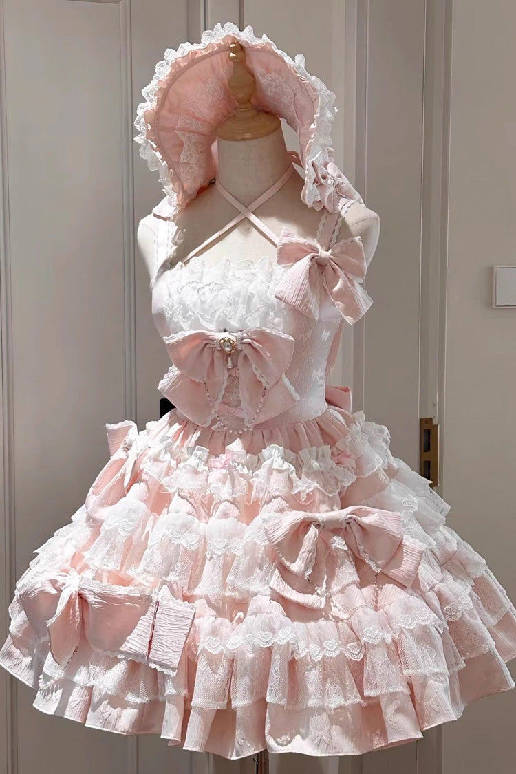 Pink [Sweetheart Doll] Multi-Layered Ruffle Bowknot Lace Sweet Princess Gorgeous Lolita Jsk Dress