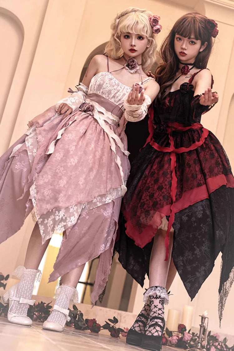 Wabi Sabi Style Stitching Irregular Asymmetric Gothic Lolita Jsk Dress 3 Colors