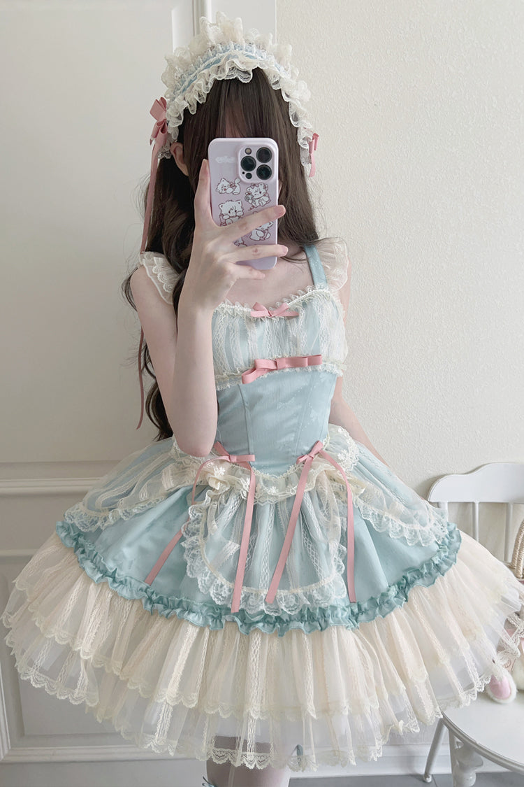 [Blumensaison] Süßes Lolita-Ballettkleid mit Schleife und Spitze in 4 Farben