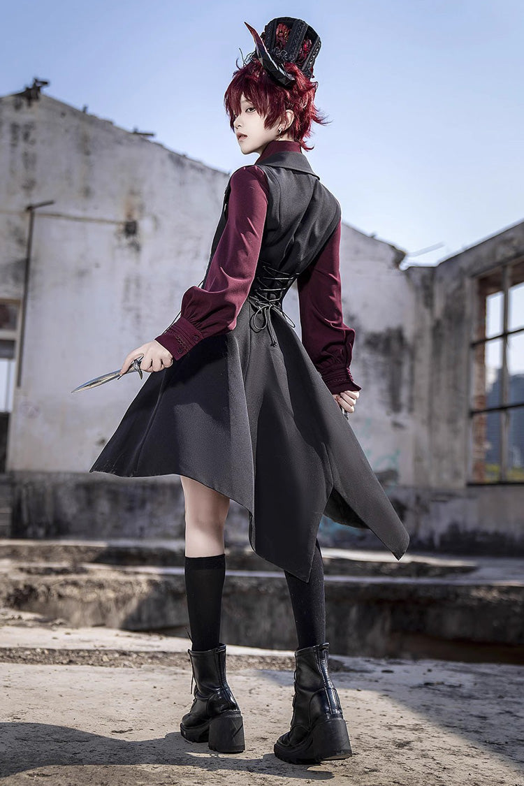 Schwarze, bedruckte, schmale Gothic-Lolita-Shorts im Vintage-Stil von Prince Ouji