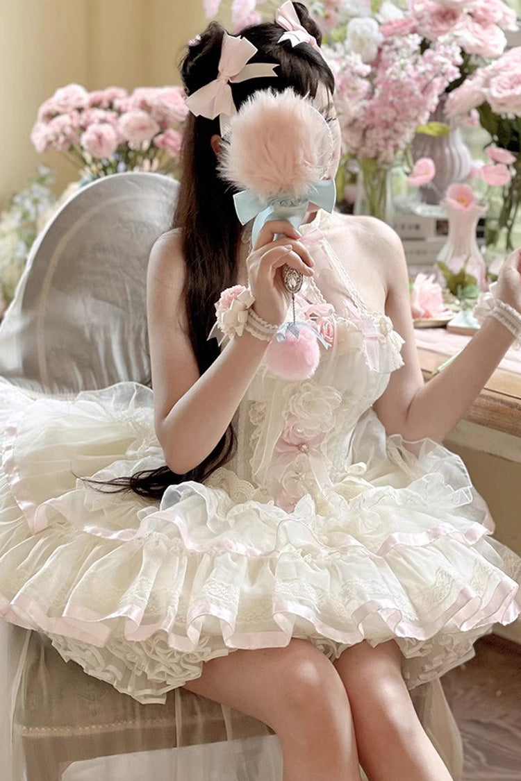 Multi-Color Ballet of Flora Halterneck Multi-layer Ruffle Lace Sweet Lolita Dress