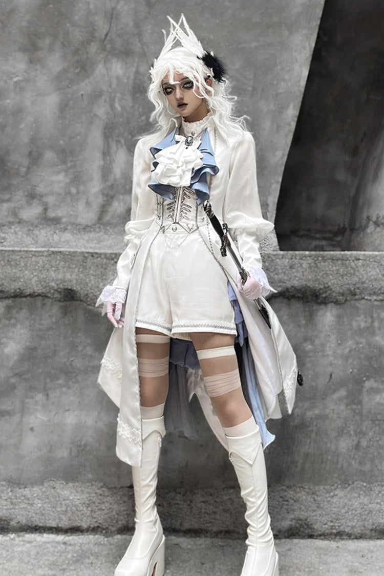 White Mermaid Bone Embroidery Ouji Fashion Handsome Lolita Vest