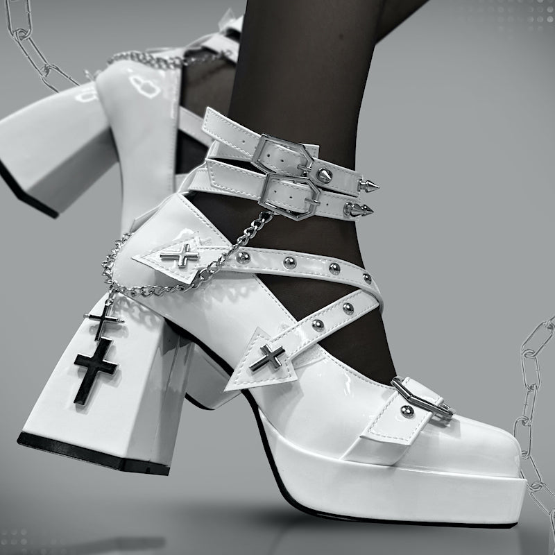 Chain Cross Gothic Punk Princess Lolita High Heels 2 Colors